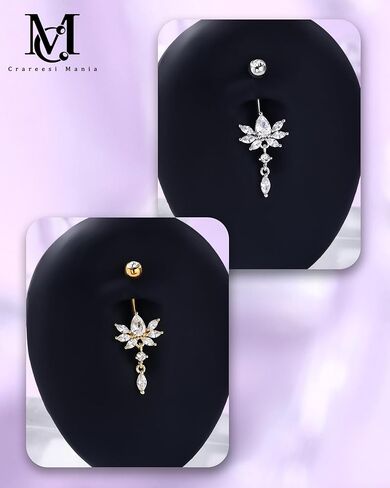 سم Crareesi هوس تتدلى البطن زر الدائري، حلقات البطن هيبوالرجينيك، 14G الجراحية الصلب تتدلى البطن ثقب المجوهرات للنساء المتدلية حلقات السرة in Kuwait