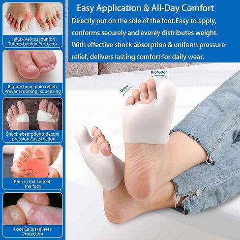 FOYOLO Gel Big Top Cap and Metatarsal Sleeves 2 Pack Big Toe Protector Bunion Cushions Metararsal Pads for Women and Men to Help With Bunion Pain Prenvent Corn,Callus,Blisters,Ingrown Toenails (Large) in Saudi Arabia