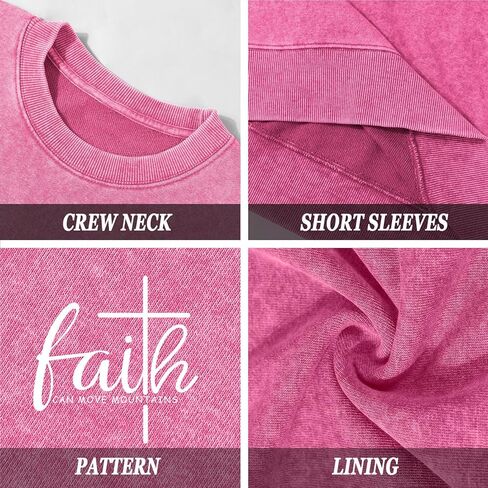 Christian Shirts for Women Faith Can Move Mountains Acid Wash Shirt Jesus Religious Bible Verse Long Sleeve Top in Saudi Arabia