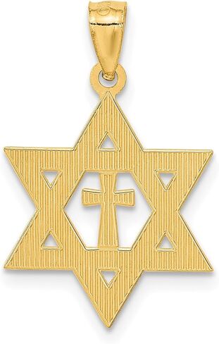 Diamond2Deal 14K Yellow Gold Star of David Religious Crucifix Cross Pendant in Saudi Arabia