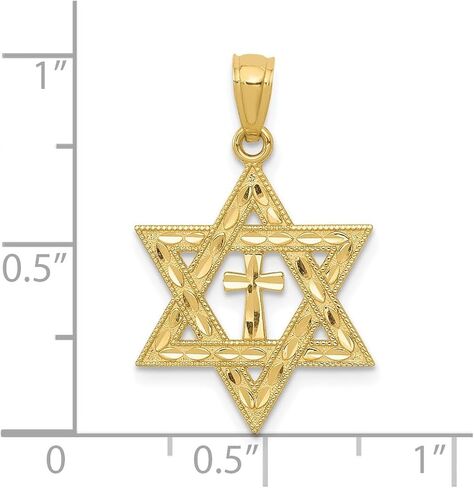 Diamond2Deal 14K Yellow Gold Star of David Religious Crucifix Cross Pendant in Saudi Arabia