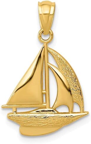Solid 14K Yellow Gold Sailboat Pendant (0.87 x 0.55 Inches) in Saudi Arabia