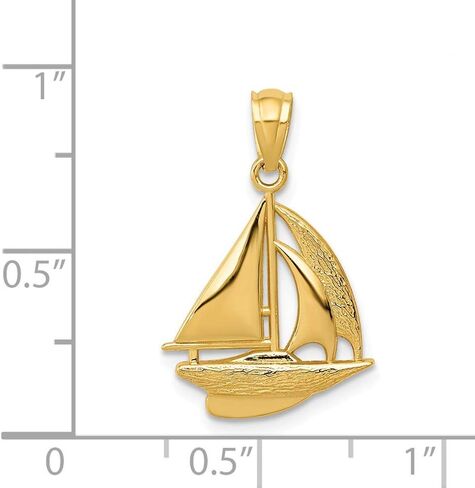 Solid 14K Yellow Gold Sailboat Pendant (0.87 x 0.55 Inches) in Saudi Arabia