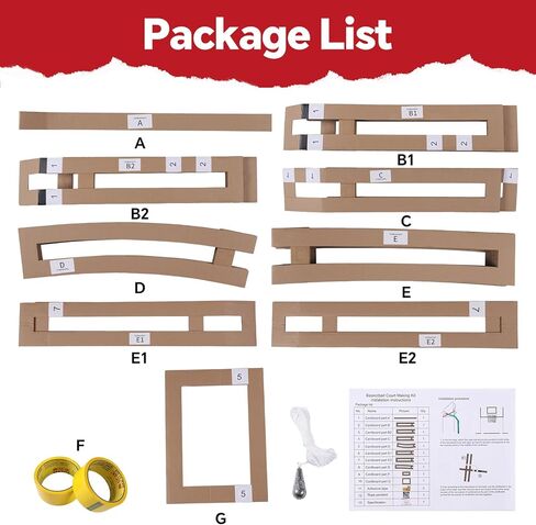 Reusable Basketball Court Marking Kit Foldable Design Basketball Court Stencil Kit for Concrete, Asphalt, Tiles, Driveway or Backyard - No Paint Included in Saudi Arabia