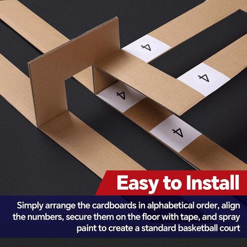 Reusable Basketball Court Marking Kit Foldable Design Basketball Court Stencil Kit for Concrete, Asphalt, Tiles, Driveway or Backyard - No Paint Included in Saudi Arabia