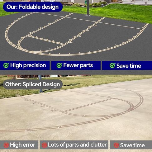 Reusable Basketball Court Marking Kit Foldable Design Basketball Court Stencil Kit for Concrete, Asphalt, Tiles, Driveway or Backyard - No Paint Included in Saudi Arabia