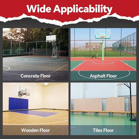 Reusable Basketball Court Marking Kit Foldable Design Basketball Court Stencil Kit for Concrete, Asphalt, Tiles, Driveway or Backyard - No Paint Included in Saudi Arabia
