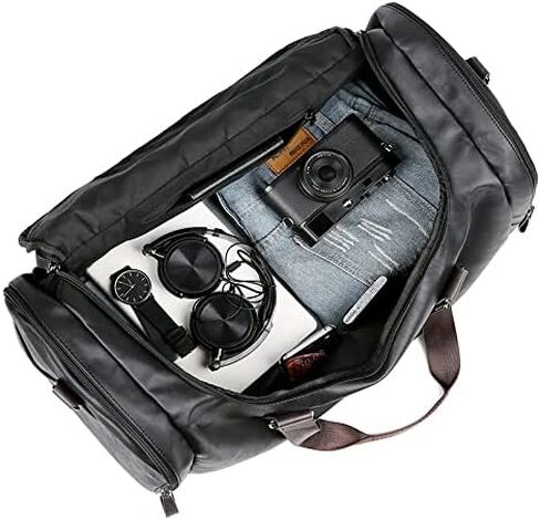 Stylish Fashionable Travel Carry-On 18" Underseat Airline Personal Item Duffle Bag, Durable Waterproof Vegan Leather, Gym & Weekender Overnight Lightweight Luggage Bag for Men & Women in Saudi Arabia