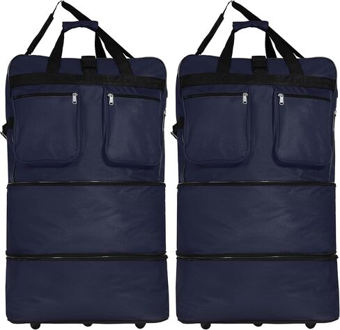 Generic (Pack of 2) 36"" Duffle Bag Expandable Rolling Lightweight Wheeled Spinner Suitcase Luggage for Travel and Storage, Black with Red Trim, Wheelbag36 in Saudi Arabia