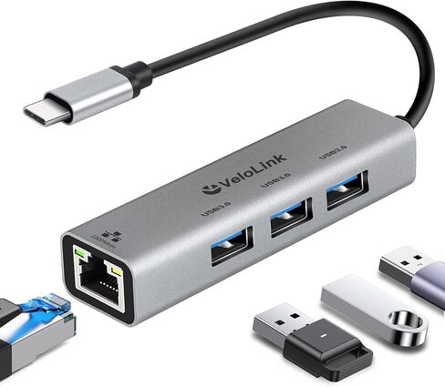 محول USB إيثرنت، محور USB 3.0 مع إيثرنت، محور 4 في 1 3.0 مع محول جيجابت إيثرنت، محول جيجابت إيثرنت إلى USB للكمبيوتر المحمول، الكمبيوتر الشخصي، MacBook Pro، iPad Pro، والمزيد من أجهزة الكمبيوتر المحمولة من النوع A in Kuwait