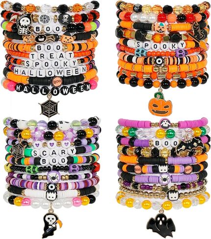 40Pcs Stackable Friendship Bracelets Set, Boho Stretch Bracelets for Women, Elastic Layering Bracelet Bulk for Jewelry Gift Party Favors Supplies in Kuwait