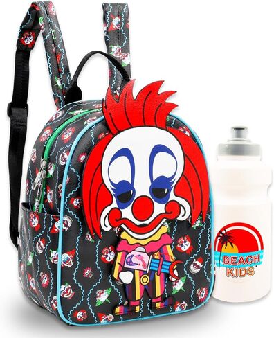 Killer Klowns from Outer Space Backpack Purse for Women Set - 10.5" Rudy Clown Bag with Front Pocket for Teens Plus Water Bottle | Killer Klowns Mini Backpack Bundle in Saudi Arabia