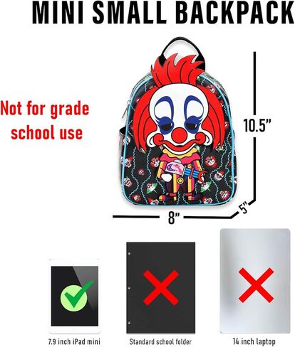Killer Klowns from Outer Space Backpack Purse for Women Set - 10.5" Rudy Clown Bag with Front Pocket for Teens Plus Water Bottle | Killer Klowns Mini Backpack Bundle in Saudi Arabia