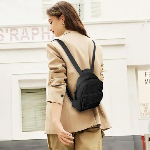 Mini Women's Backpacks, Corduroy Stylish Women Backpack for Dating, Traveling, Camping, Working, Shopping, Backpacks for Women(Black) in Saudi Arabia