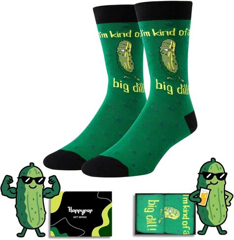 Funny Socks Gift Ideas for Men - Novelty Crazy Silly Cool Socks for Teen Boys, Pickle Gifts, Big Dill Socks, Valentines Day Gifts for Him in Saudi Arabia
