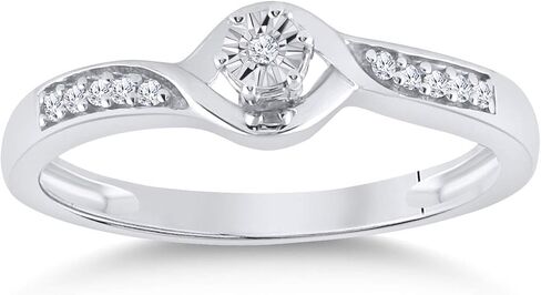 Jewels By Lux Sterling Silver Womens Round Diamond Solitaire Promise Ring 1/20 Cttw, Womens Size: 5-9 in Saudi Arabia