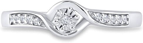 Jewels By Lux Sterling Silver Womens Round Diamond Solitaire Promise Ring 1/20 Cttw, Womens Size: 5-9 in Saudi Arabia