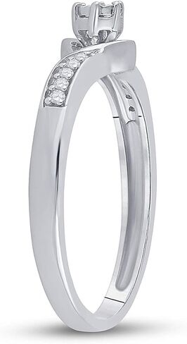 Jewels By Lux Sterling Silver Womens Round Diamond Solitaire Promise Ring 1/20 Cttw, Womens Size: 5-9 in Saudi Arabia