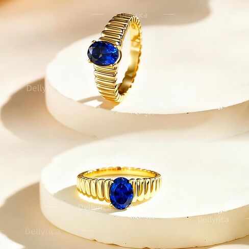 Love Ladder Blue Sapphire Engagement Ring for Women, 1.5ct Certified Lab-Grown Sapphire, 18K Gold Plated 925 Sterling Silver Promise Ring, Anniversary & Birthday Gift for Her, Sizes 5–10 in Saudi Arabia