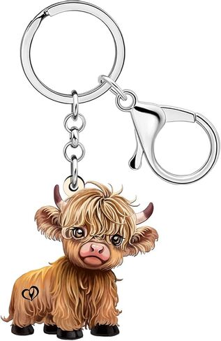 Scottish Highland Cow Gifts Acrylic Highlander Cow Keychain Accessories Hyland Cows Gifts for Women Cowgirl Bag Charms in Saudi Arabia