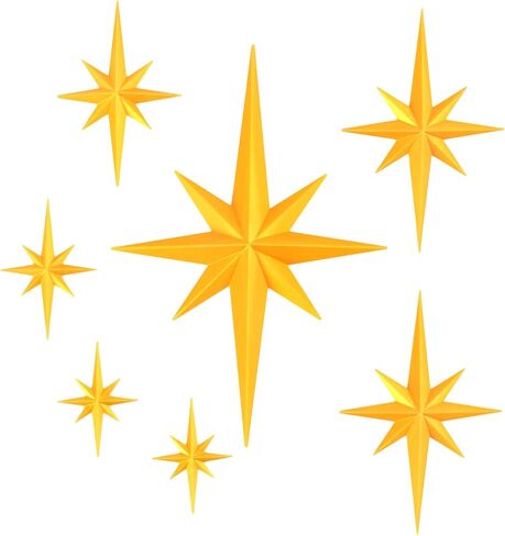 TAAMOG Vintage Celestial Wall Decor, Retro 3d Star Mid Century Modern Decor, Plastic Starburst Decor Art Wall Sculpture For Home Room,3d Printed(Set Of 7)-Black in Saudi Arabia