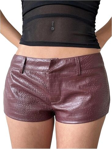 Verdusa Women's PU Leather Shorts Rave Club Date Night Micro Booty Shorts in Saudi Arabia
