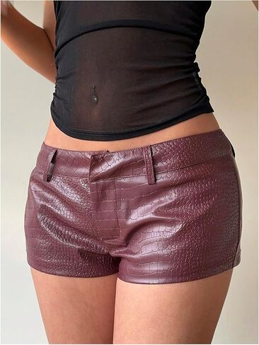 Verdusa Women's PU Leather Shorts Rave Club Date Night Micro Booty Shorts in Saudi Arabia