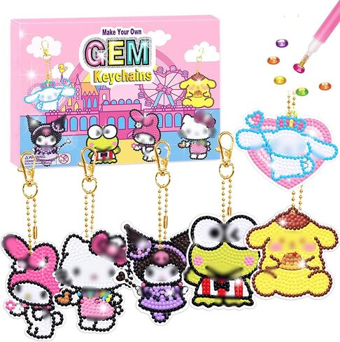 Crafts for Girls 8-12 - 6Pcs Make Your Own GEM Art Keychains - Arts and Crafts for Kids Ages 8-12 - Diamond Art Kits for Kids - 5D Dimond Art Paintings by Numbers - Art & Craft Gifts for 6 10 Year Old in Kuwait