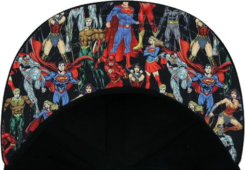 قبعة DC Comics Justice League للرجال سوبرمان ووندر وومان باتمان ذا فلاش مطرز بغطاء خلفي OSFM باللون الأسود in Kuwait