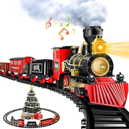 Gloween Train for Christmas Tree - Christmas Train Sets for Under The Tree, Electric Train Toy with Steam, Light & Sound, Great for 3 4 5 6 7 8+ Year Old Kids Toddler - MT241008 in Kuwait