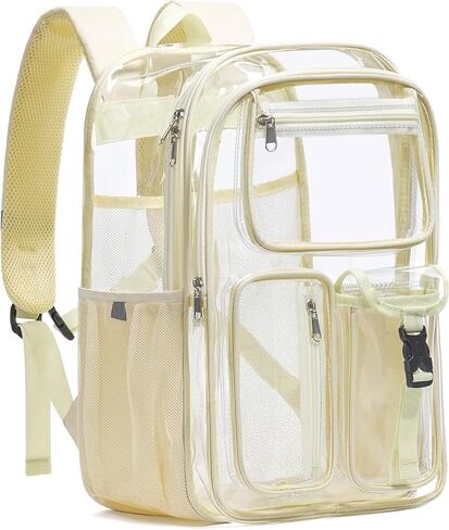 Double-Layer Clear Backpack Heavy Duty, 17 Inch Large Clear Bookbag, Transparent See Through Backpack For Work, College, Travel, Sport- Light Purple in Saudi Arabia