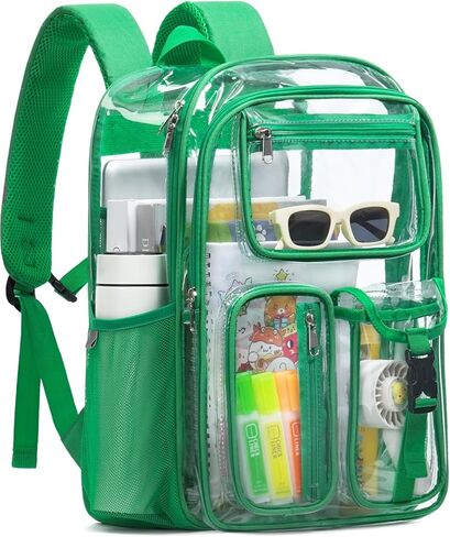 Double-Layer Clear Backpack Heavy Duty, 17 Inch Large Clear Bookbag, Transparent See Through Backpack For Work, College, Travel, Sport- Light Purple in Saudi Arabia