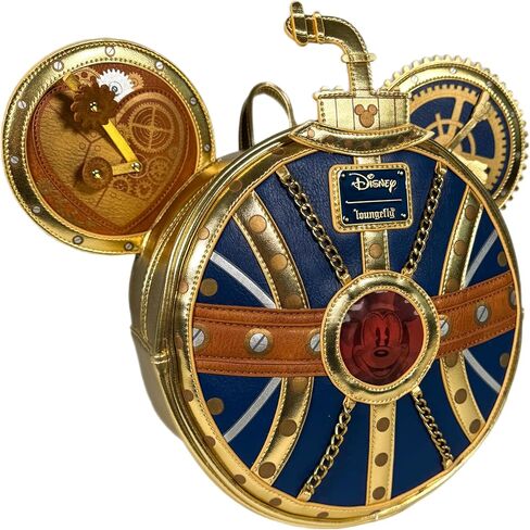 حقيبة ظهر صغيرة من Loungefly Steampunk Mickey باللونين الأزرق الداكن والذهبي حصريًا in Kuwait