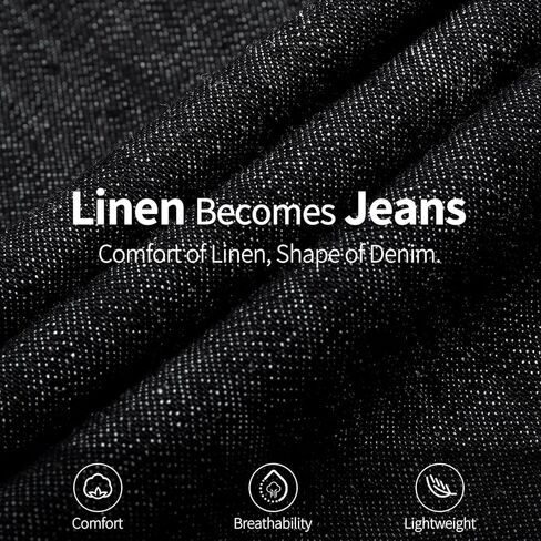 Heyfanee Mens Linen Jeans Slim Fit Lightweight Elastic Waist Pants for Men in Saudi Arabia