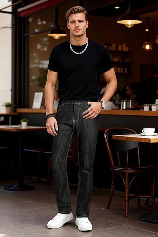 Heyfanee Mens Linen Jeans Slim Fit Lightweight Elastic Waist Pants for Men in Saudi Arabia