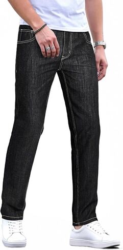 Heyfanee Mens Linen Jeans Slim Fit Lightweight Elastic Waist Pants for Men in Saudi Arabia