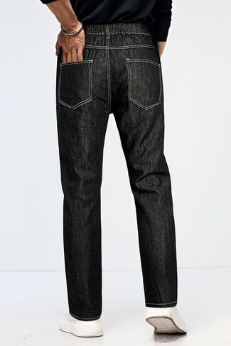 Heyfanee Mens Linen Jeans Slim Fit Lightweight Elastic Waist Pants for Men in Saudi Arabia