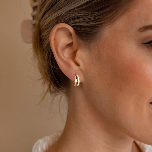Chunky Gold Hoop Earrings for Women, Trendy 14K Gold Plated Gold/Silver Chunky Hoop Earrings Double Hoop Earrings in Saudi Arabia