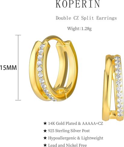 Chunky Gold Hoop Earrings for Women, Trendy 14K Gold Plated Gold/Silver Chunky Hoop Earrings Double Hoop Earrings in Saudi Arabia