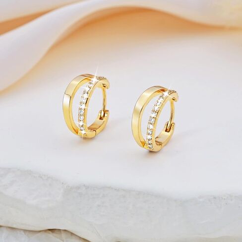 Chunky Gold Hoop Earrings for Women, Trendy 14K Gold Plated Gold/Silver Chunky Hoop Earrings Double Hoop Earrings in Saudi Arabia