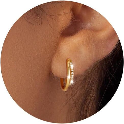 Chunky Gold Hoop Earrings for Women, Trendy 14K Gold Plated Gold/Silver Chunky Hoop Earrings Double Hoop Earrings in Saudi Arabia