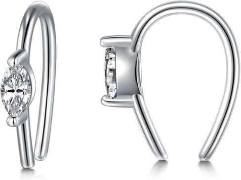 CHIC & ARTSY 925 Sterling Silver Half Hoop Earrings for Women, Adjustable Huggie & Threader Hoop Earrings Collection, Hypoallergenic Lightweight Sleep & Everyday Earrings with Symbolic Designs in Saudi Arabia
