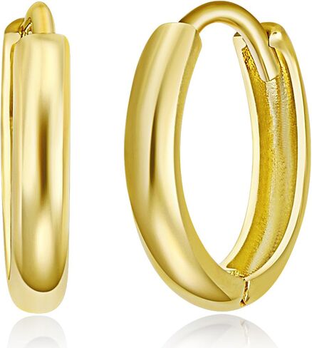 14k REAL Yellow OR White Gold 2mm Thickness Huggie Earrings (10 x 10 mm) in Saudi Arabia