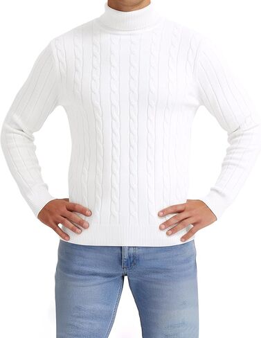 Men's Textured Turtleneck Sweater, Slim Fit Comfort Stretch Knit Pullover in Saudi Arabia