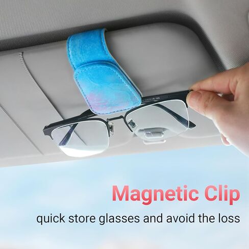 Sunglass Holder for Car Visor Sunglasses Clip Magnetic Leather Glasses Eyeglass Holder Truck Car Accessories for Woman Man -Abstract Leaf in Kuwait