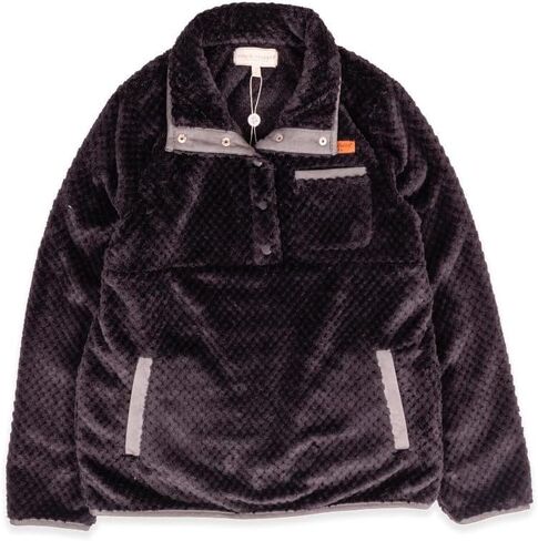 Simply Southern Simply Soft Pullover, Quarter Button Snap Closure, Quilted Fleece, Black in Saudi Arabia