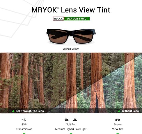 عدسات Mryok UV400 بديلة لنظارات Maui Jim Huelo MJ449 الشمسية، مستقطبة عالية الدقة، حماية من الأشعة فوق البنفسجية، مقاومة للصدمات وملائمة تمامًا - بني برونزي in Kuwait