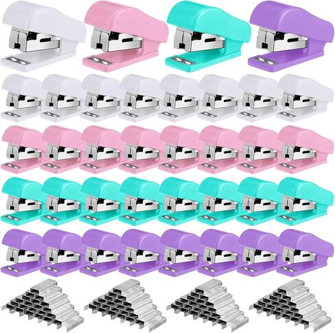 Mini Stapler with Staples, Portable Multicolor Small Stapler, Hand Held Desk Staplers, Cute Office Supply Set for Office College, 4 Colors(30 Pieces) in Saudi Arabia