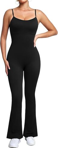 BRXL Flare Jumpsuits for Women Tummy Control Spaghetti Strap Yoga Jumpsuit Butt Lifting One Piece Jump Suit in Saudi Arabia