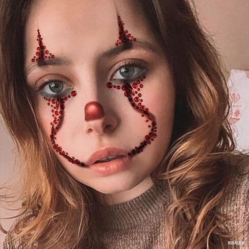 مجموعة مكياج Face Gems Halloween، أحجار الراين الكريستالية الحمراء، مجوهرات الوجه القوطية in Saudi Arabia